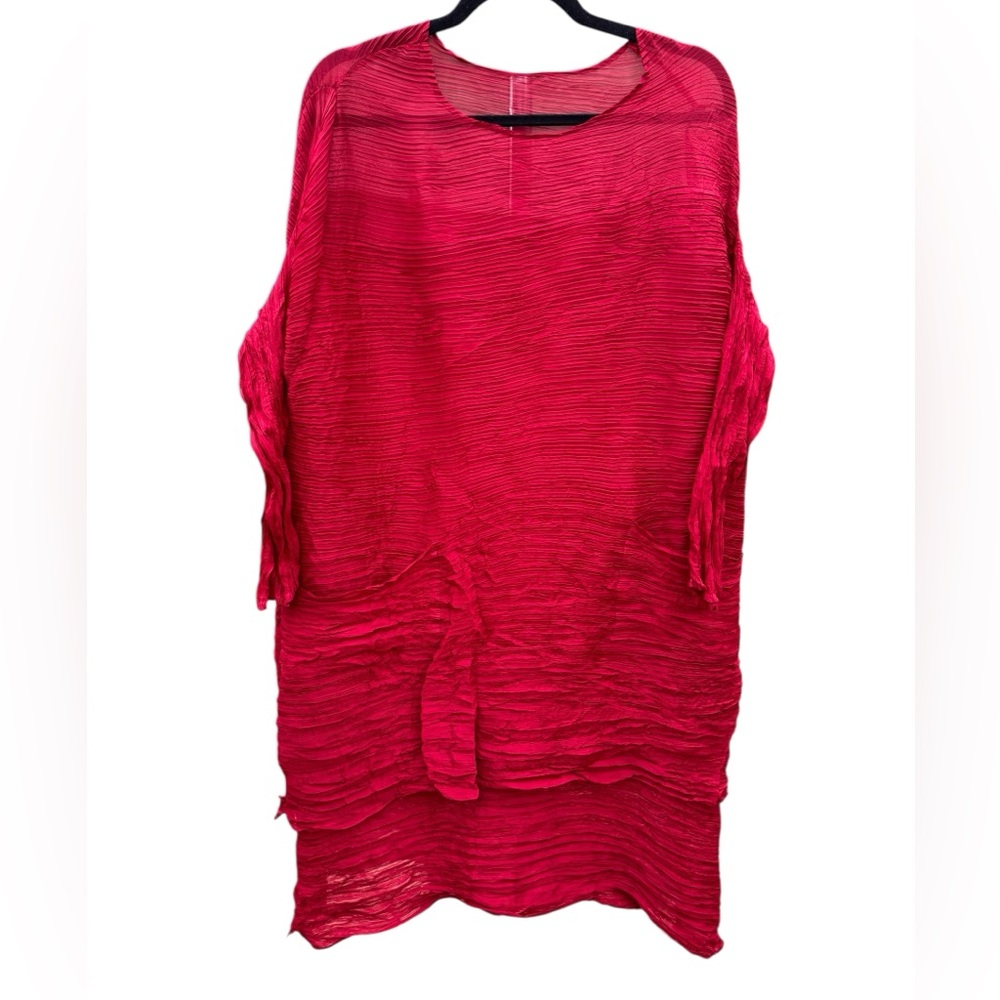 1DAY SALE MC Oasis Red Textured Tunic/Dress NWT Sz 1 Plus Size Crinkled Fabric